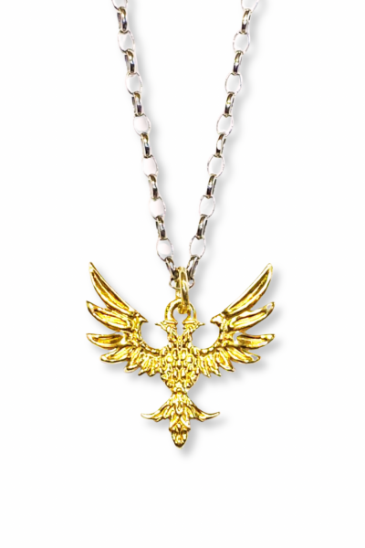 Çift Başlı Kartal Kolye - 925 Ayar Gümüş, Altın ve Rodyum Kaplama