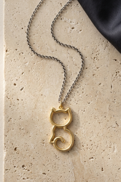 Kedi Kolye | Halka Tasarım | 925 Ayar Gümüş