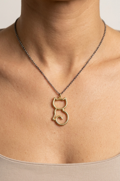 Kedi Kolye | Halka Tasarım | 925 Ayar Gümüş