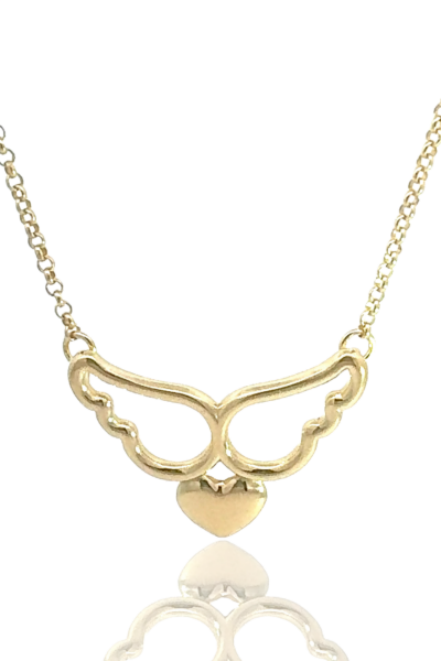 Kalpli Kolye – Melek Kanatlı | 925  Ayar Gümüş, Mikron Altın Kaplama