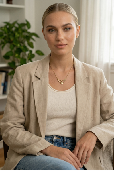 Kalpli Kolye – Melek Kanatlı | 925  Ayar Gümüş, Mikron Altın Kaplama