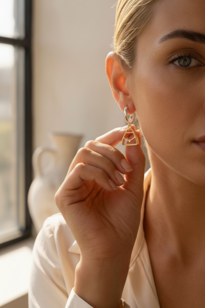 Çanta Küpe – Halka Tasarım | 925 Ayar Gümüş, Altın & Rodyum Kaplama