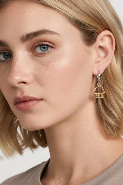 Ev Küpe – Halka Tasarım | 925 Ayar Gümüş, Altın ve Rodyum Kaplama