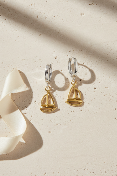 Yelkenli Küpe – Halka Tasarım | 925 Ayar Gümüş, Altın ve Rodyum Kaplama