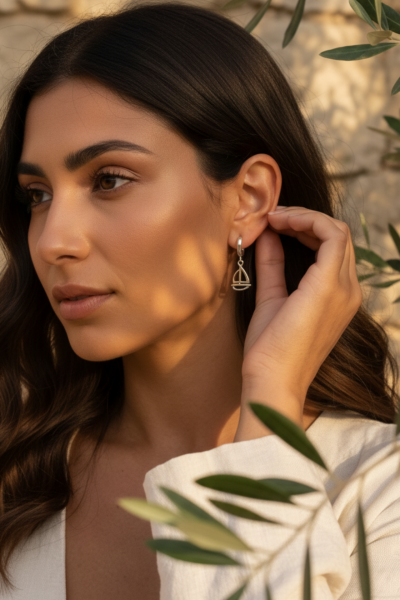 Yelkenli Küpe – Halka Tasarım | 925 Ayar Gümüş, Altın ve Rodyum Kaplama