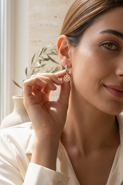 Selçuklu Yıldızı Küpe – Halka Tasarım | 925 Ayar Gümüş, Altın & Rodyum Kaplama