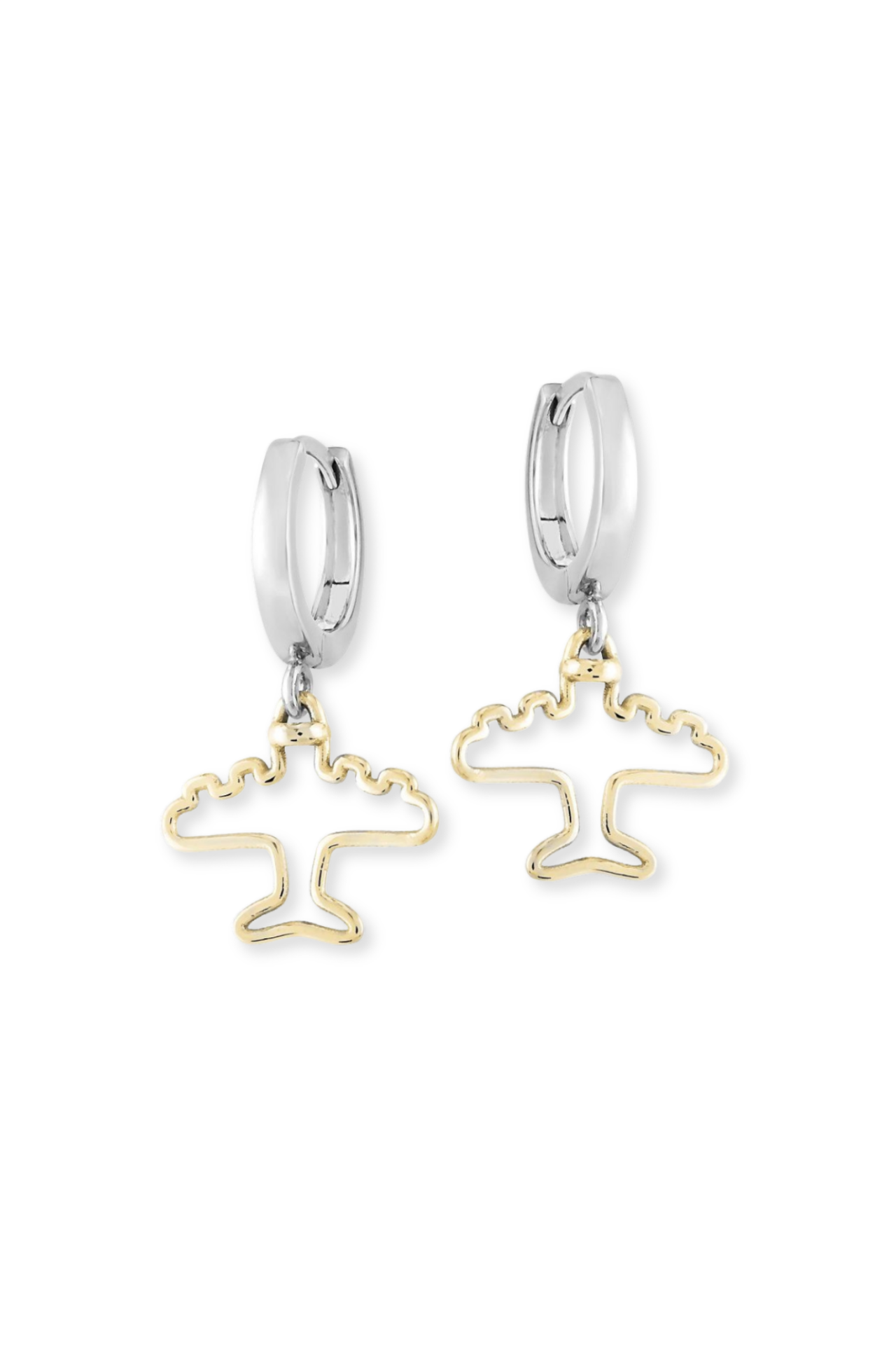 Uçak Küpe - Halkalı Tasrım | 925 Ayar Gümüş, Mikron Altın ve rodyum Kaplama