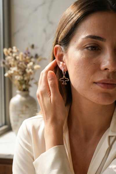 Uçak Küpe - Halkalı Tasrım | 925 Ayar Gümüş, Mikron Altın ve rodyum Kaplama