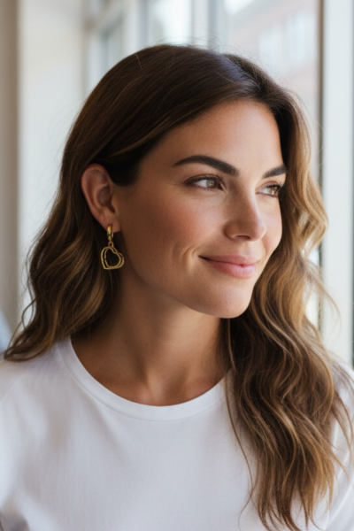 Büyük Kalpli Halka Küpe