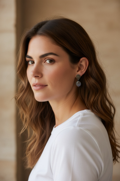 Selçuklu Yıldızı Küpe – İncili | 925 ,Ayar Gümüş