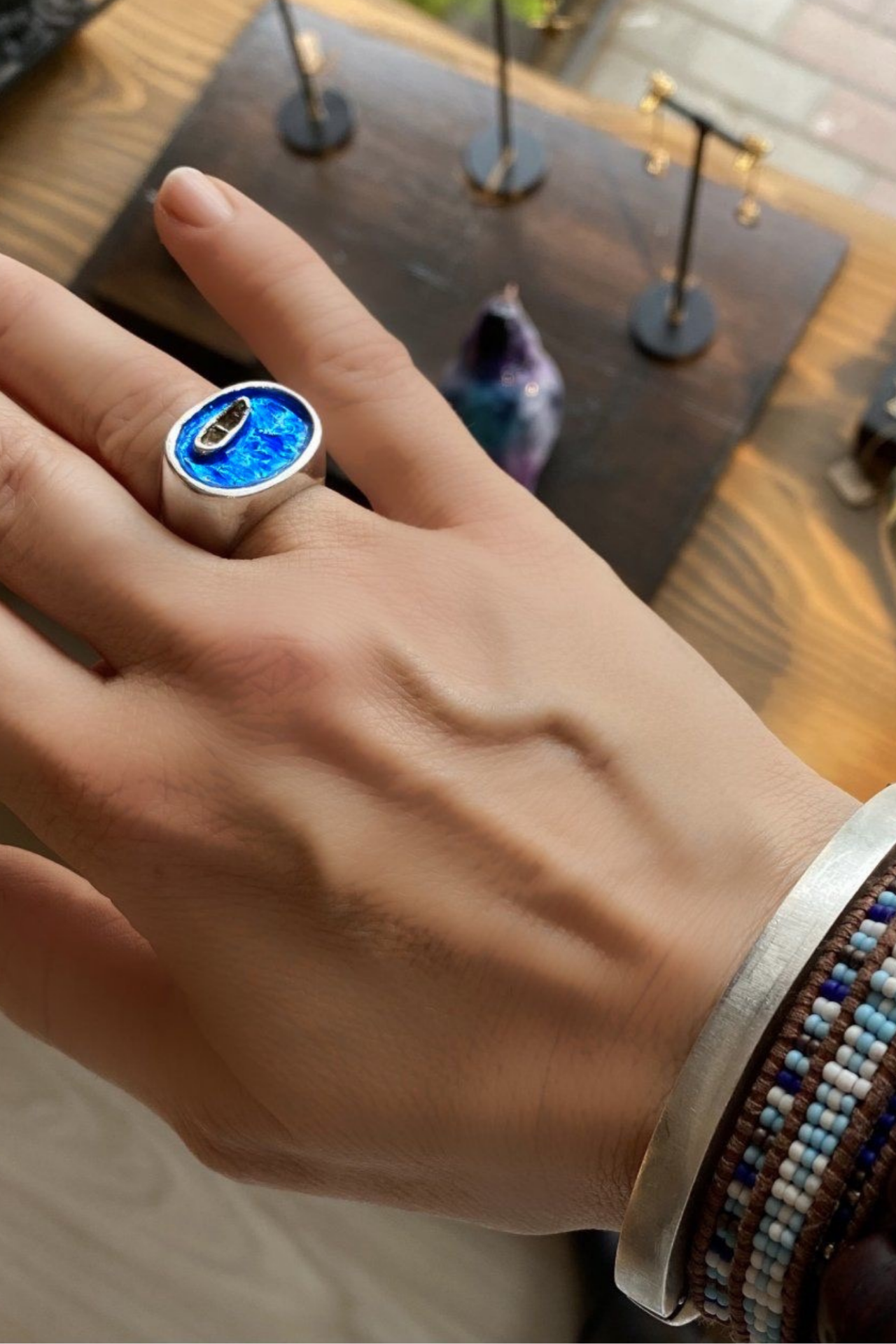 Sandal Yüzük | Mineli 925 Ayar Gümüş