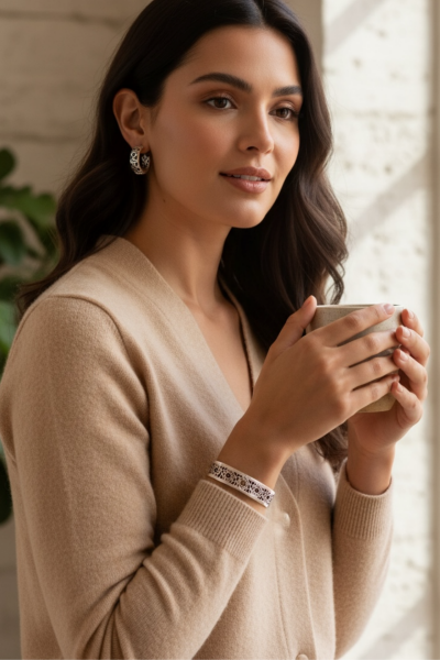 Kaddes Logo Gümüş Cuff Bilezik