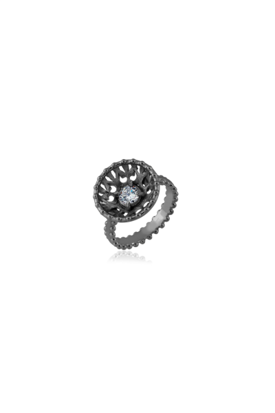 Kubbe Yüzük – Swarovski Taşlı | 925 Ayar Gümüş veya Bronz