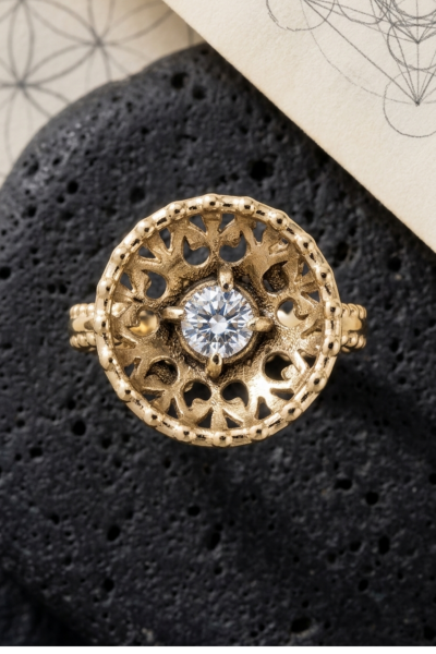 Kubbe Yüzük – Swarovski Taşlı | 925 Ayar Gümüş veya Bronz
