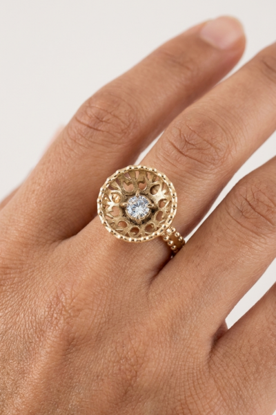 Kubbe Yüzük – Swarovski Taşlı | 925 Ayar Gümüş veya Bronz