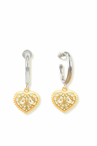 Ajurlu Kalpli Küpe - 925 Ayar Gümüş