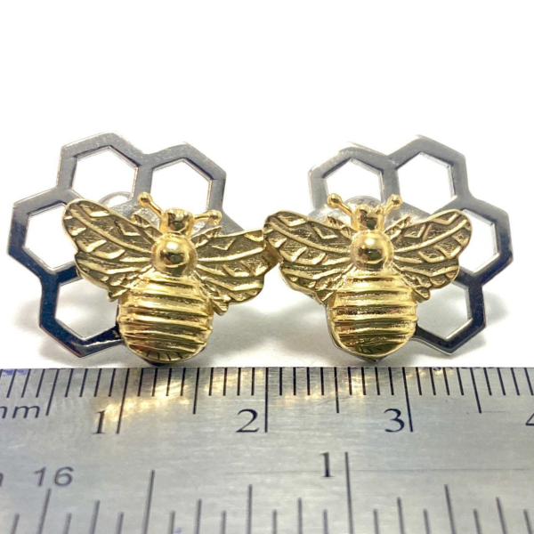 Arı Küpe - Petekli Tasarım | 925 Ayar Gümüş