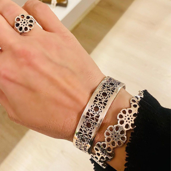 Selçuklu Yıldızı Gümüş Cuff Bileklik