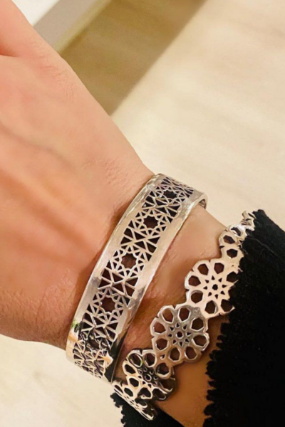 Gümüş Selçuklu Yıldızı Cuff Bileklik