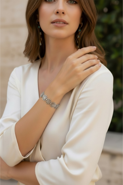 Gümüş Selçuklu Yıldızı Cuff Bileklik