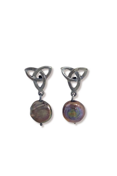Triquetra Küpe - İncili | 925 Ayar Gümüş