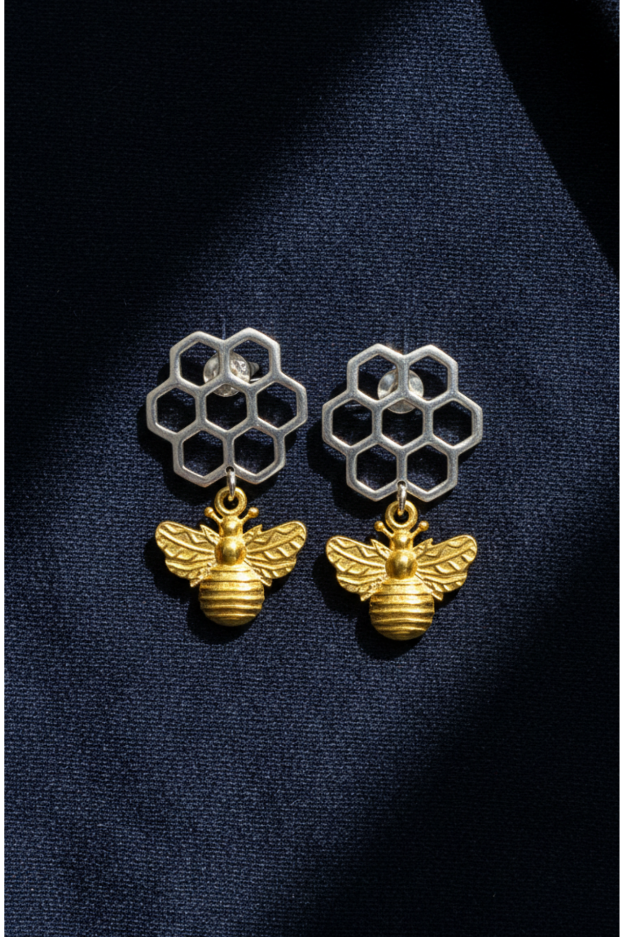 Arı Küpe - Petekli Tasarım | 925 Ayar Gümüş