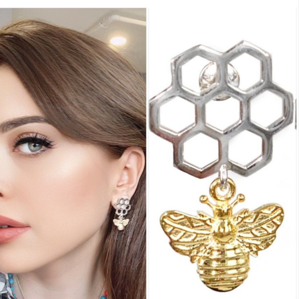 Arı Petek Sallantılı Küpe