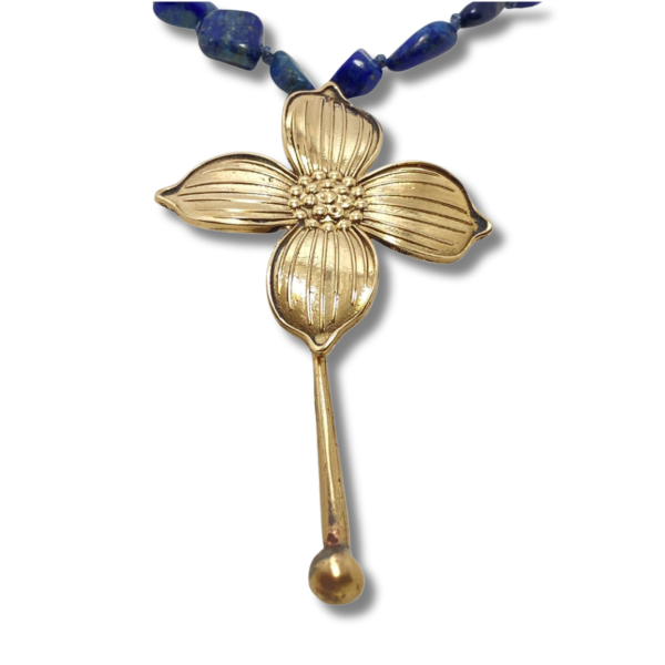 Lapis Lazuli Bronz Menekşe Kolye