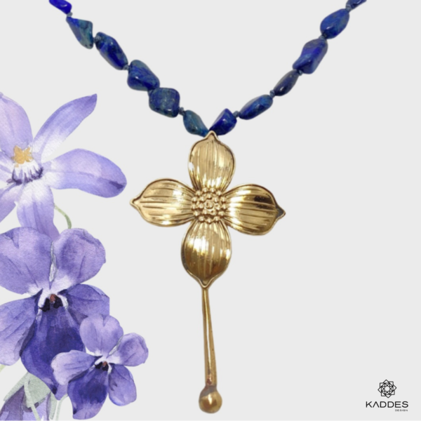 Lapis Lazuli Bronz Menekşe Kolye