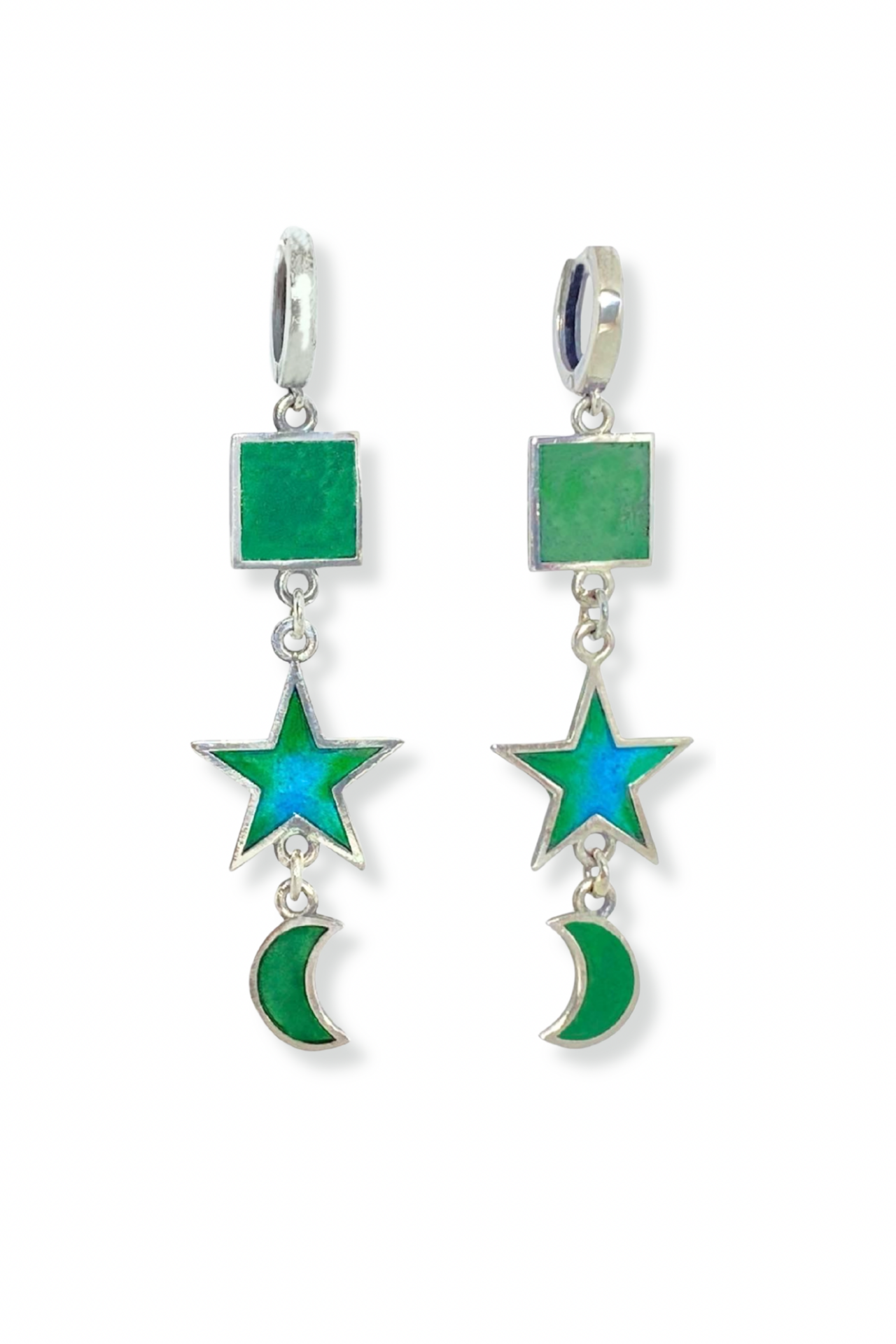 Mineli Ay Yıldız Halka Küpe