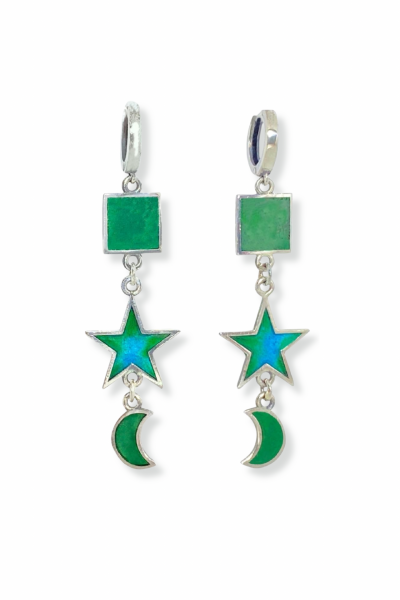 Mineli Ay Yıldız Halka Küpe