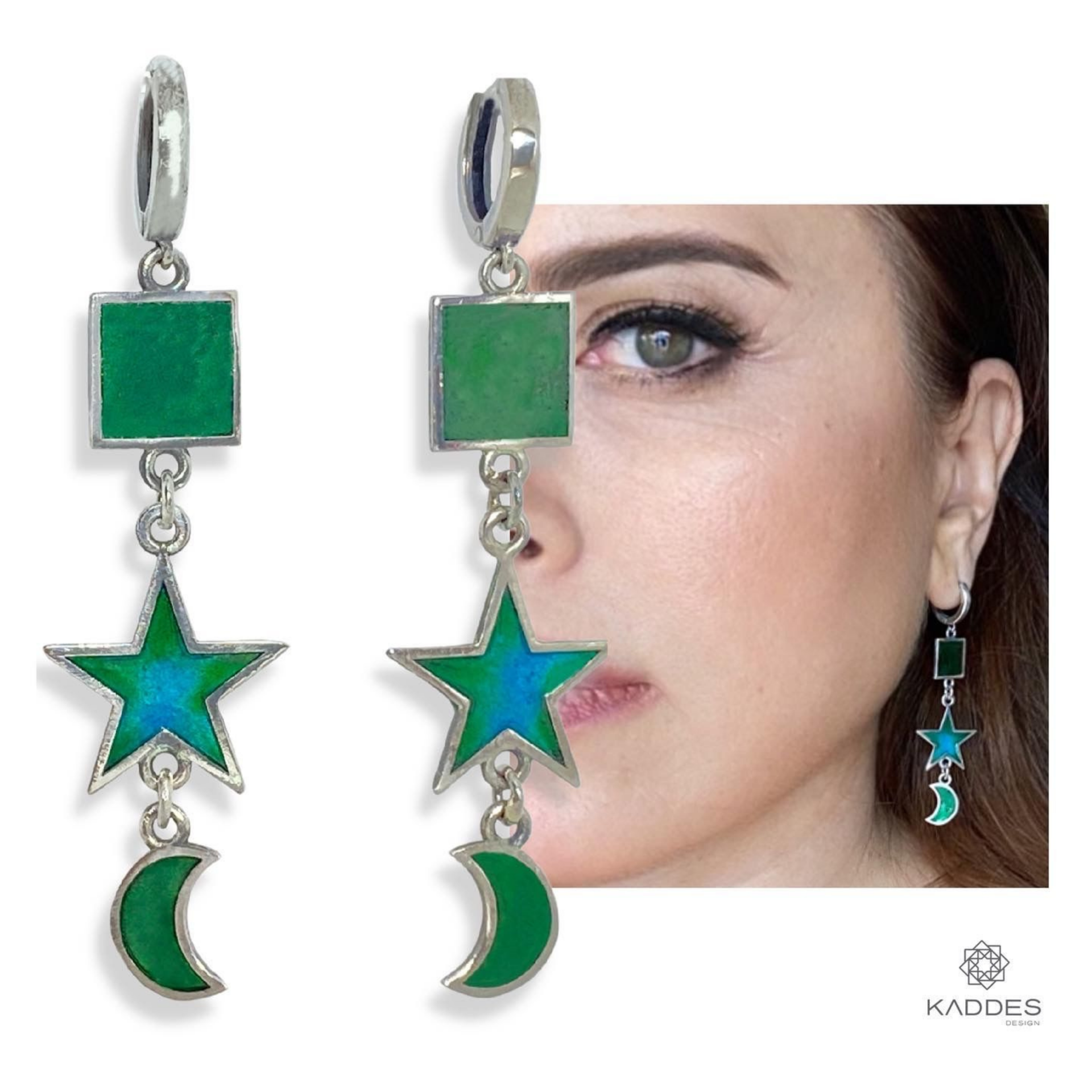 Mineli Ay Yıldız Halka Küpe