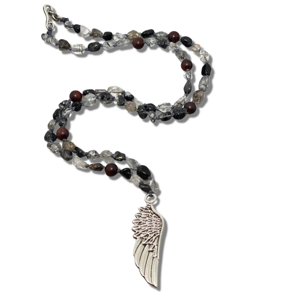 Kanat Kolye - Rutil Kuvars Taşlı | 925 Ayar Gümüş El Yapımı Tasarım