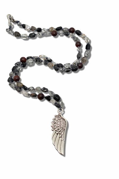 Kanat Kolye - Rutil Kuvars Taşlı | 925 Ayar Gümüş El Yapımı Tasarım