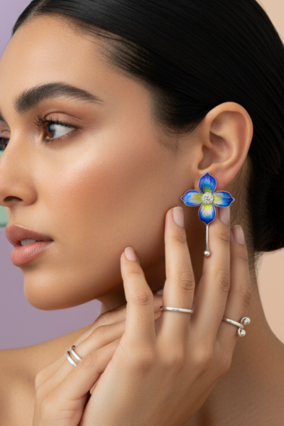 Mineli Menekşe Küpe – 925 Ayar Gümüş