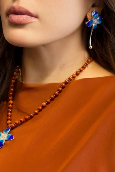 Mineli Menekşe Küpe – 925 Ayar Gümüş