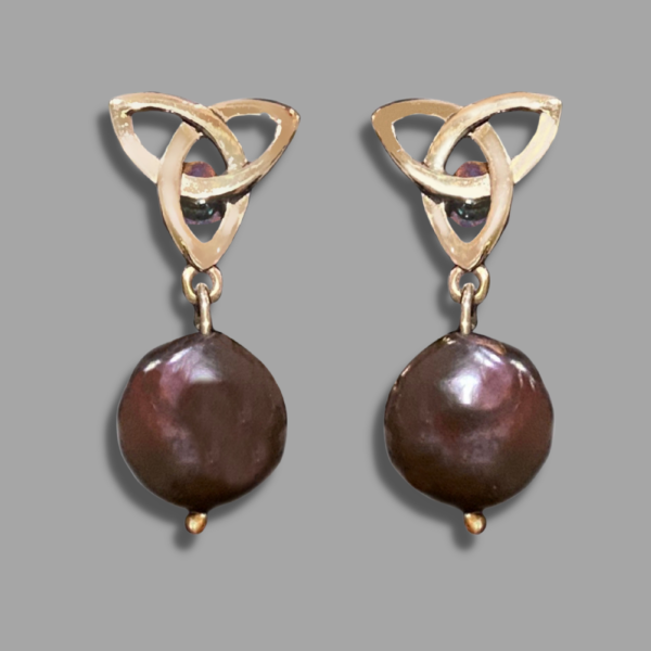 Triquetra İncili Küpe - Bronz