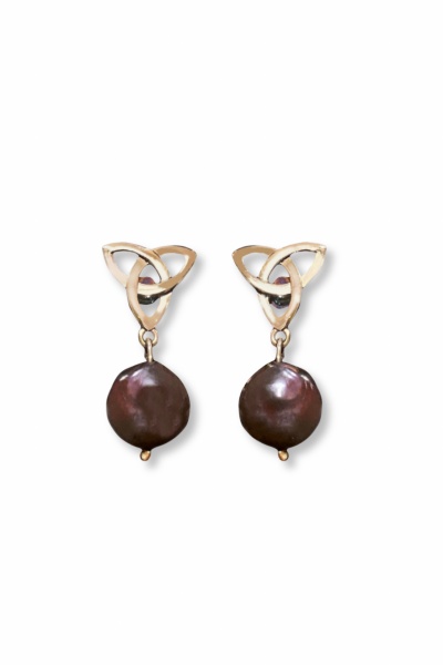 Triquetra Küpe - İncili | Bronz