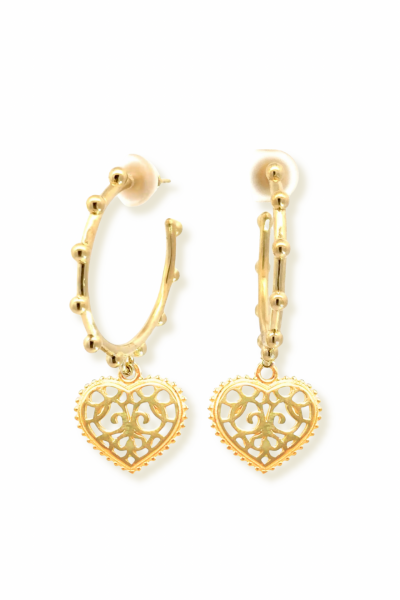 Ajurlu Kalpli Güverseli Halka Küpe