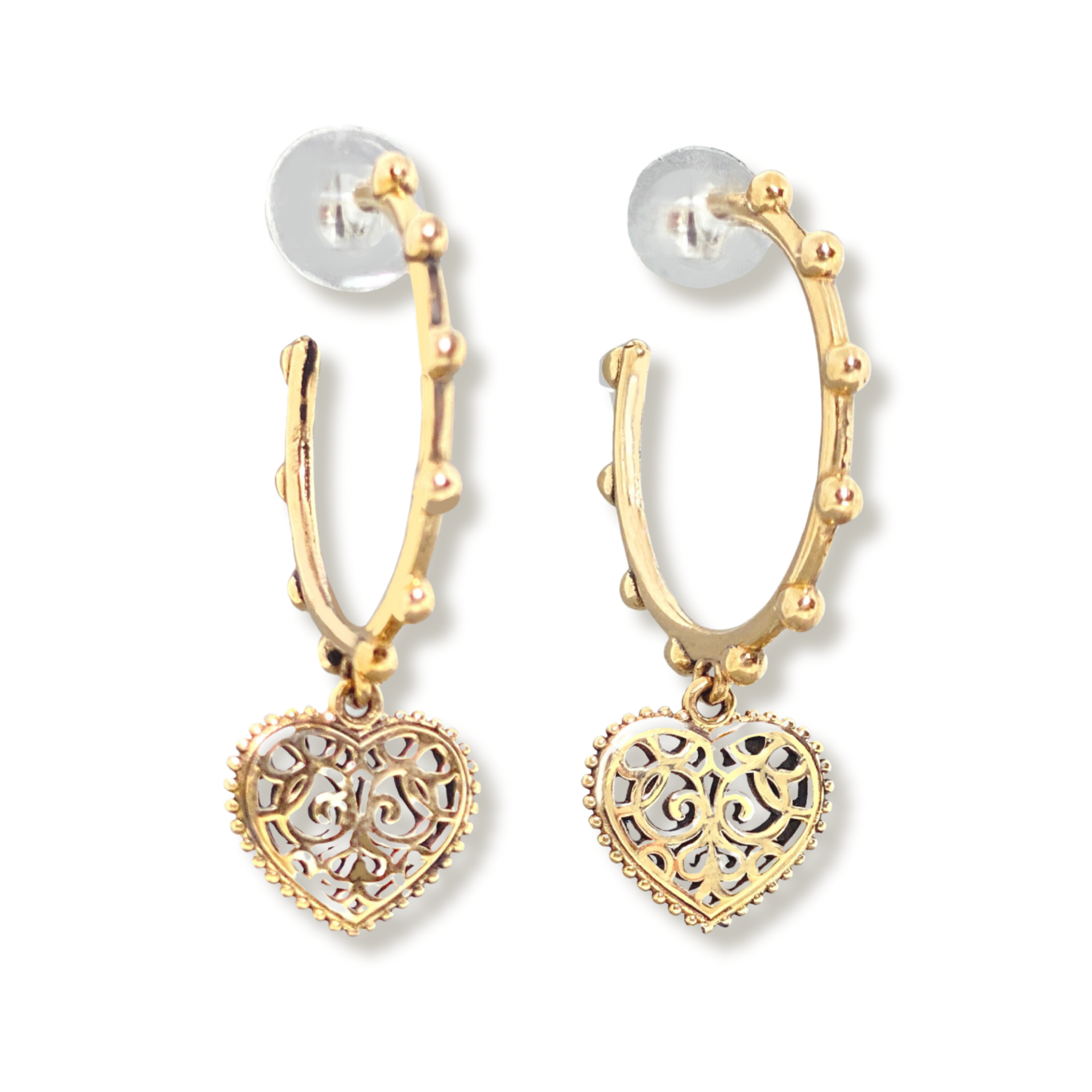 Ajurlu Kalpli Güverseli Halka Küpe