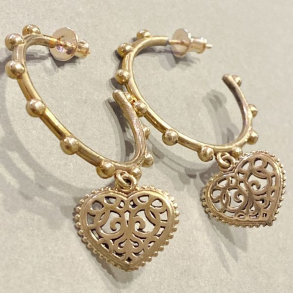 Ajurlu Kalpli Güverseli Halka Küpe