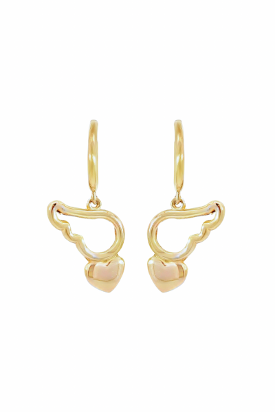 Kalpli Küpe – Melek Kanatlı | Bronz Halka Küpe