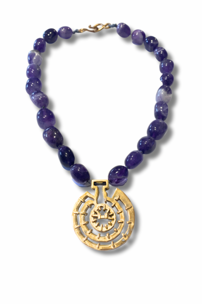 Göbeklitepe Kolye – Ametist Taşlı ve Bronz El Yapımı Tasarım