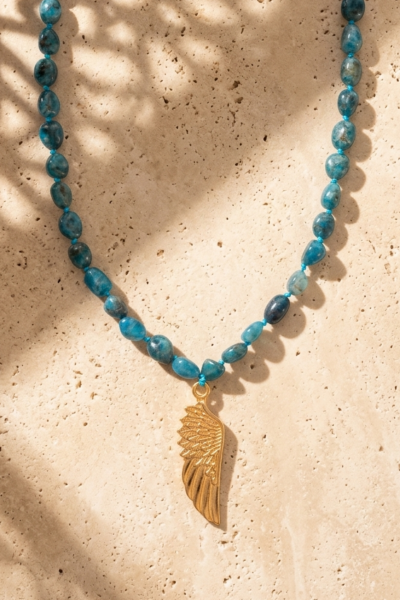 Kanat Kolye – Apatit Taşlı | Bronz El Yapımı Tasarım