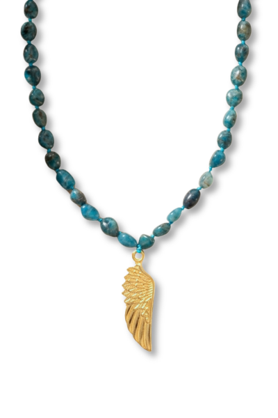 Kanat Kolye – Apatit Taşlı | Bronz El Yapımı Tasarım