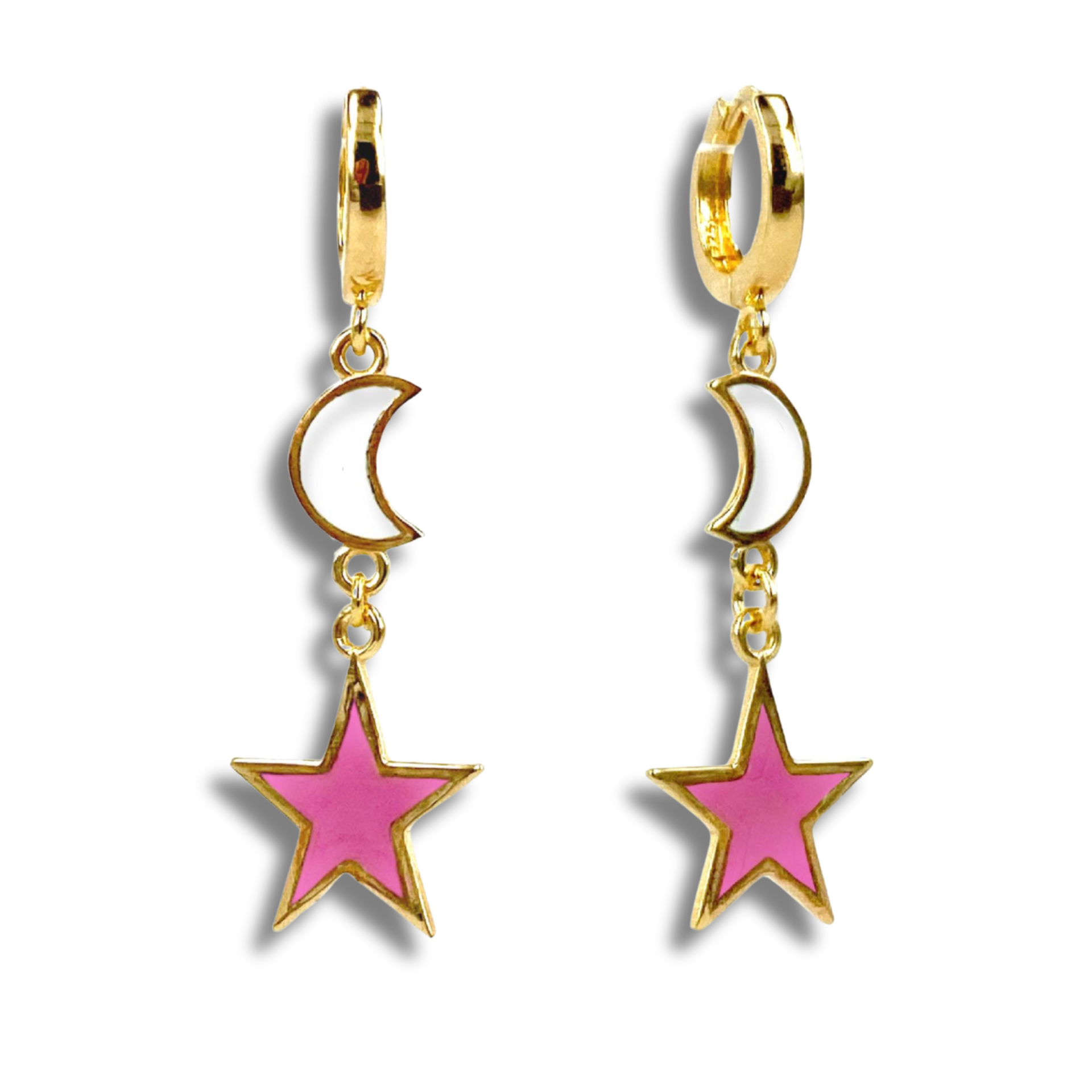 Mineli Ay Yıldız Halka Küpe