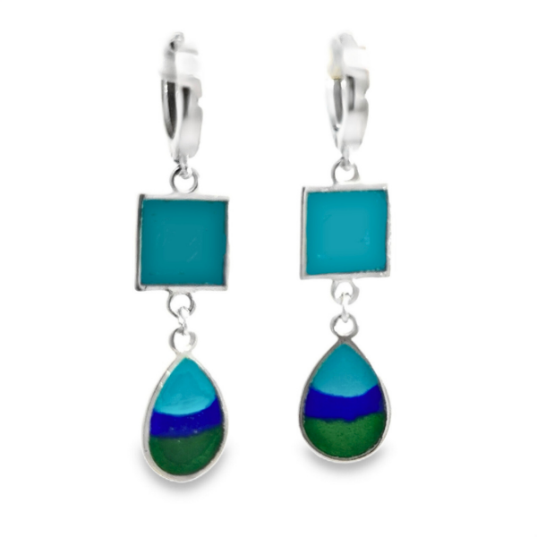 Turkuaz Yeşil Mineli Halka Küpe