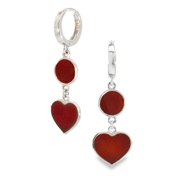 Kırmızı Kalpli Mineli Küpe