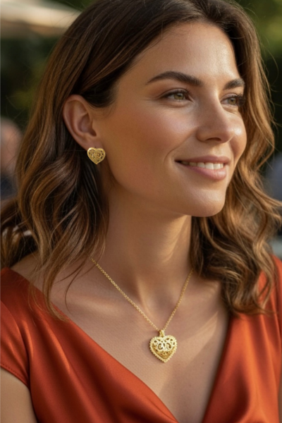 Ajurlu Kalpli Pimli Küpe