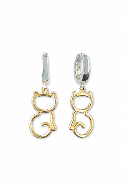 Kedi Küpe | Halka Tasarım | 925 Ayar Gümüş